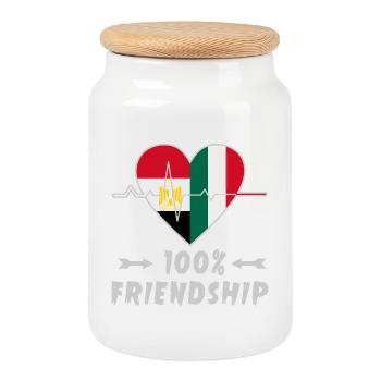 L'Égypte et l'Italie : amitié à 100 % - Boîte à biscuits avec couvercle en bois - blanc - Devant
