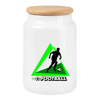 Football - Cookie Jar with Wooden Lid - white - Front