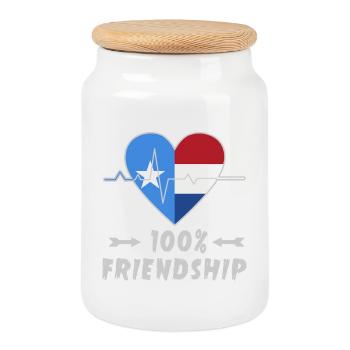 Somalia und Niederlande 100% Freundschaft - Keksdose mit Holzdeckel - Weiß - Vorne