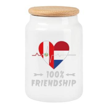 100 % amitié entre le Pérou et les Pays-Bas - Boîte à biscuits avec couvercle en bois - blanc - Devant