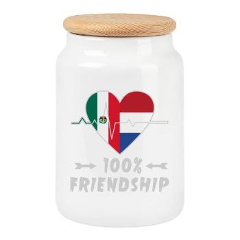 100 % amitié entre le Mexique et les Pays-Bas - Boîte à biscuits avec couvercle en bois - blanc - Devant