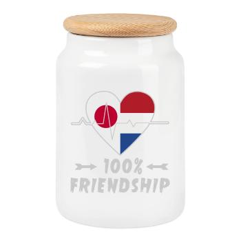 Le Japon et les Pays-Bas, une amitié à 100 % - Boîte à biscuits avec couvercle en bois - blanc - Devant