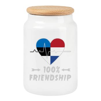 L'Estonie et les Pays-Bas : amitié à 100 % - Boîte à biscuits avec couvercle en bois - blanc - Devant