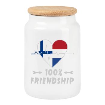 La Finlande et les Pays-Bas : amitié à 100 % - Boîte à biscuits avec couvercle en bois - blanc - Devant