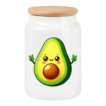 Avocado - Cookie Jar with Wooden Lid - white - Front