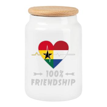 100 % amitié entre le Ghana et les Pays-Bas - Boîte à biscuits avec couvercle en bois - blanc - Devant
