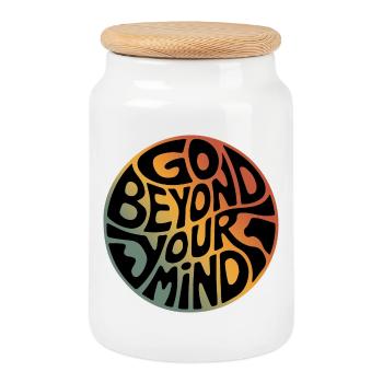 Go Beyond Your Mind - Cookie Jar with Wooden Lid - white - Front