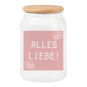ALLES LIEBE HERZEN - Keksdose mit Holzdeckel - Weiß - Vorne