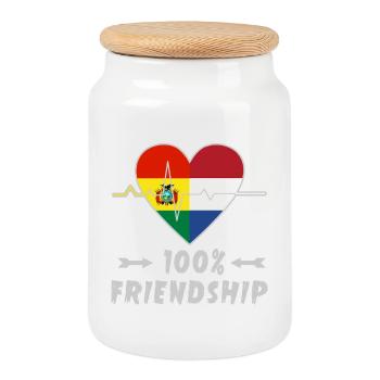 La Bolivie et les Pays-Bas : amitié à 100 % - Boîte à biscuits avec couvercle en bois - blanc - Devant