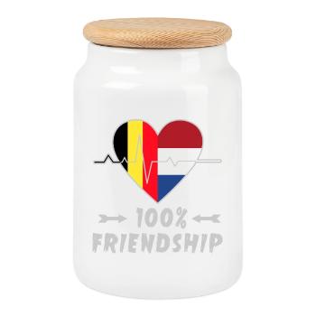 La Belgique et les Pays-Bas, une amitié à 100 % - Boîte à biscuits avec couvercle en bois - blanc - Devant