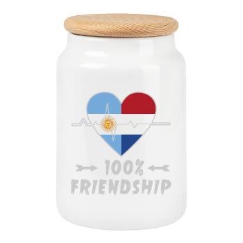 L'Argentine et les Pays-Bas : amitié à 100 % - Boîte à biscuits avec couvercle en bois - blanc - Devant