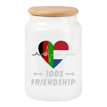 L'Afghanistan et les Pays-Bas : amitié à 100 % - Boîte à biscuits avec couvercle en bois - blanc - Devant