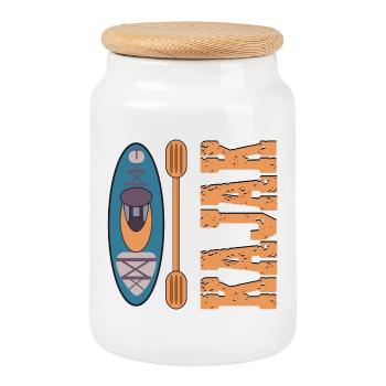 KAYAK PADDLE BOAT - Cookie Jar with Wooden Lid - white - Front