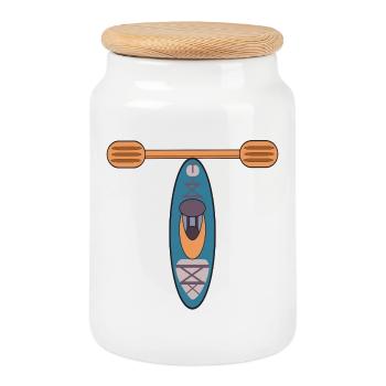 LETTER T - KAYAK - Cookie Jar with Wooden Lid - white - Front