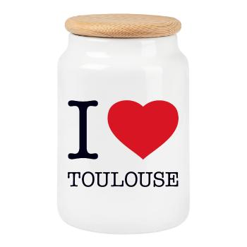 I LOVE TOULOUSE France Frankreich - Cookie Jar with Wooden Lid - white - Front