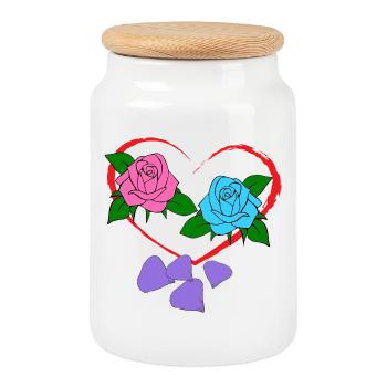 Valentine’s Day - Cookie Jar with Wooden Lid - white - Front