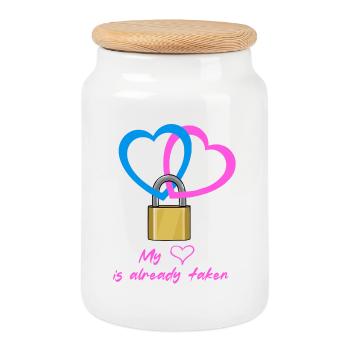 Mon coeur est déjà pris - Boîte à biscuits avec couvercle en bois - blanc - Devant