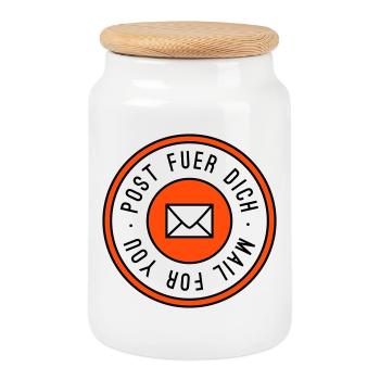 Mail for you tricolor - Cookie Jar with Wooden Lid - white - Front