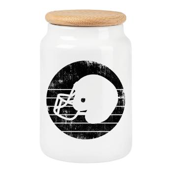 American Football Helmet - Cookie Jar with Wooden Lid - white - Front