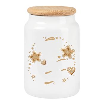 Peace, Love, and Christmas Cookies - Cookie Jar with Wooden Lid - white - Front