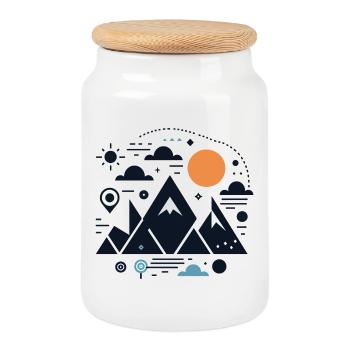 Montagnes - Boîte à biscuits avec couvercle en bois - blanc - Devant