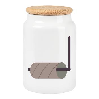 ROULEAU DE PAPIER TOILETTE VIDE TOILETTE - Boîte à biscuits avec couvercle en bois - blanc - Devant