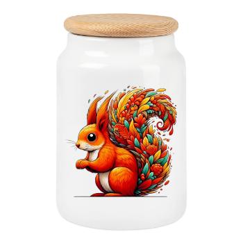 Écureuil - Boîte à biscuits avec couvercle en bois - blanc - Devant