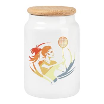 Badminton Vintage Filles - Boîte à biscuits avec couvercle en bois - blanc - Devant