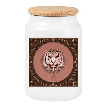 Captivating and artistic representation of the face - Cookie Jar with Wooden Lid - white - Front