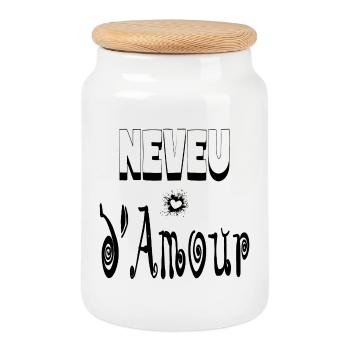 Neveu Amour Cœur - Boîte à biscuits avec couvercle en bois - blanc - Devant