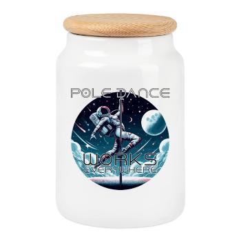 Pole Dance Astronautin Poledance Geschenk - Keksdose mit Holzdeckel - Weiß - Vorne