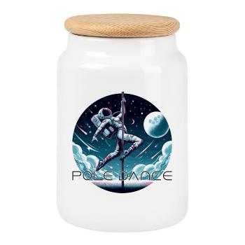 Pole Dance Astronautin Poledance Geschenk - Keksdose mit Holzdeckel - Weiß - Vorne