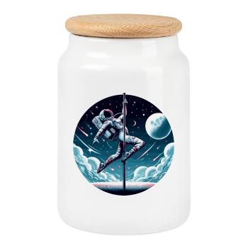 Pole Dance Astronautin Poledance Geschenk - Keksdose mit Holzdeckel - Weiß - Vorne