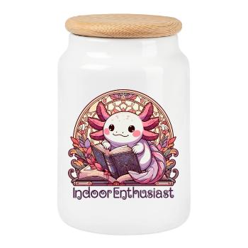 Axolotl Indoors Enthousiaste Livre Livres Cadeau - Boîte à biscuits avec couvercle en bois - blanc - Devant