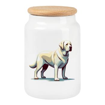 Standing White Labrador - Cookie Jar with Wooden Lid - white - Front