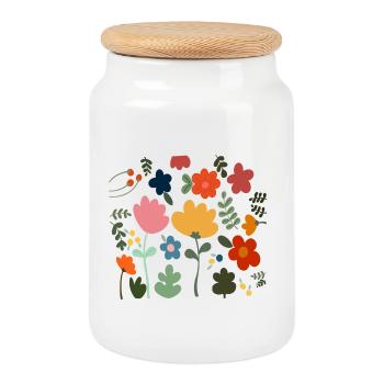 Flower Power Blumen Design - Floral Hippie Style - Boîte à biscuits avec couvercle en bois - blanc - Devant