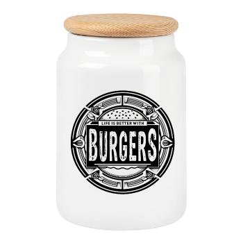 life is better with burgers - Keksdose mit Holzdeckel - Weiß - Vorne