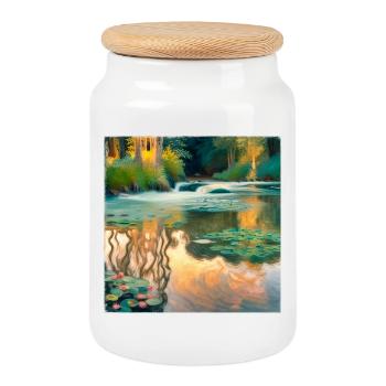 Impressionismus Fluss - Keksdose mit Holzdeckel - Weiß - Vorne