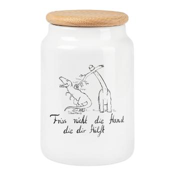 Ne mordez pas et ne mangez pas ! - Boîte à biscuits avec couvercle en bois - blanc - Devant