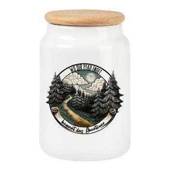 The path determines the adventure – Natur Design - Cookie Jar with Wooden Lid - white - Front