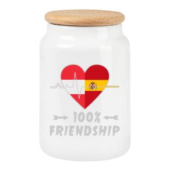 L'Autriche et l'Espagne 100% amitié - Boîte à biscuits avec couvercle en bois - blanc - Devant