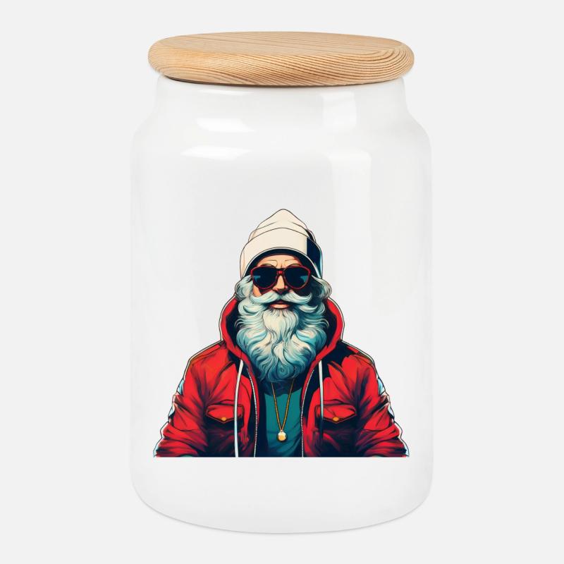 Weihnachtsmann Urban - Keksdose mit Holzdeckel - Weiß