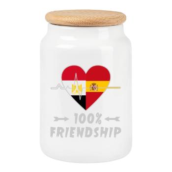 Ägypten und Spanien 100% Freundschaft - Keksdose mit Holzdeckel - Weiß - Vorne