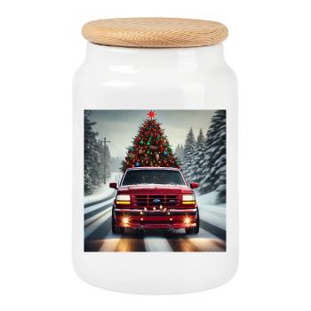 Weihnachten - Keksdose mit Holzdeckel - Weiß - Vorne