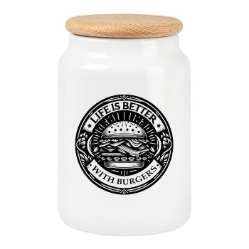 life is better with burgers | Vintage Tattoo - Keksdose mit Holzdeckel - Weiß - Vorne