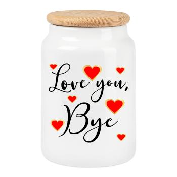 LOVE YOU BYE - Auf Wiedersehen - Keksdose mit Holzdeckel - Weiß - Vorne
