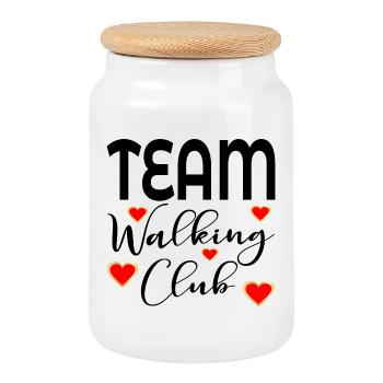 CLUB DE MARCHE EN ÉQUIPE - Boîte à biscuits avec couvercle en bois - blanc - Devant