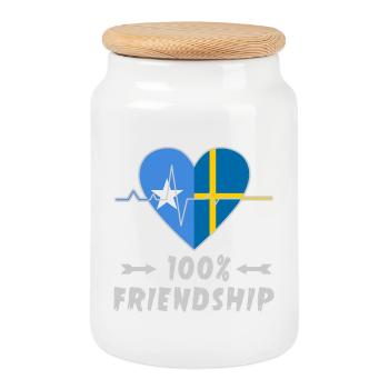 Somalia und Schweden 100% Freundschaft - Keksdose mit Holzdeckel - Weiß - Vorne