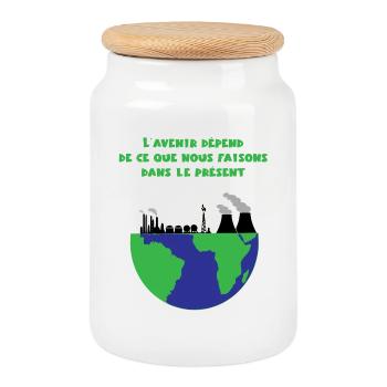 Planet Earth - Cookie Jar with Wooden Lid - white - Front