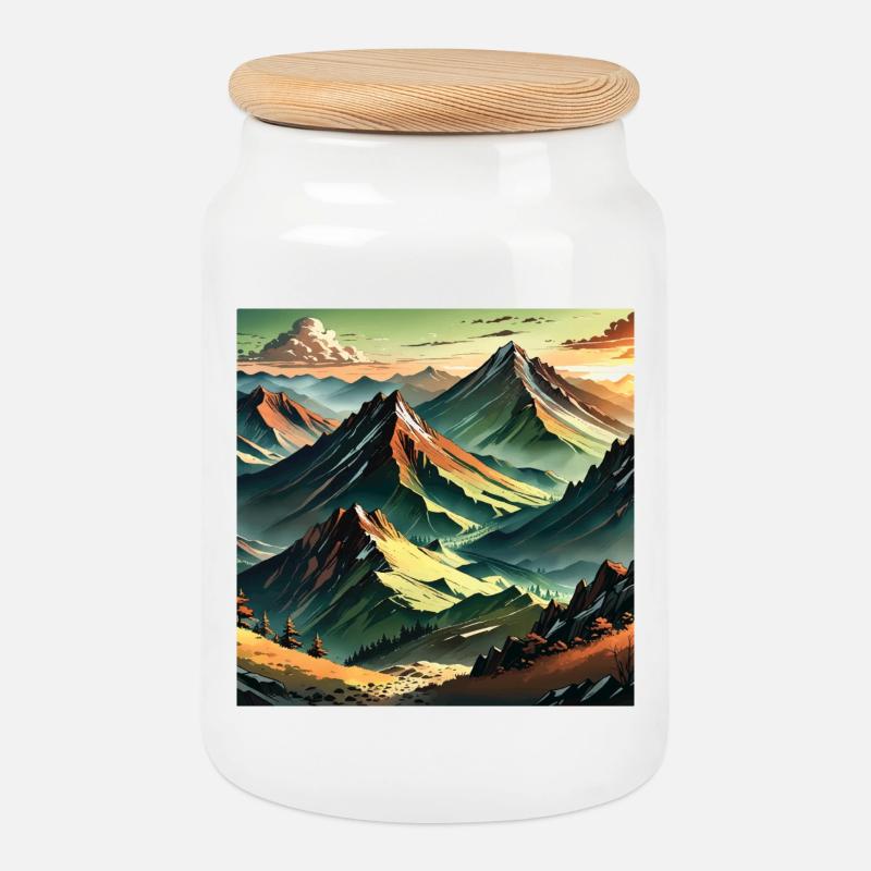 MOUNTAIN - Cookie Jar with Wooden Lid - white